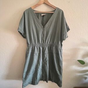 Universal Thread Green Zip Utility Mini Dress with Full Zip (Size XL)